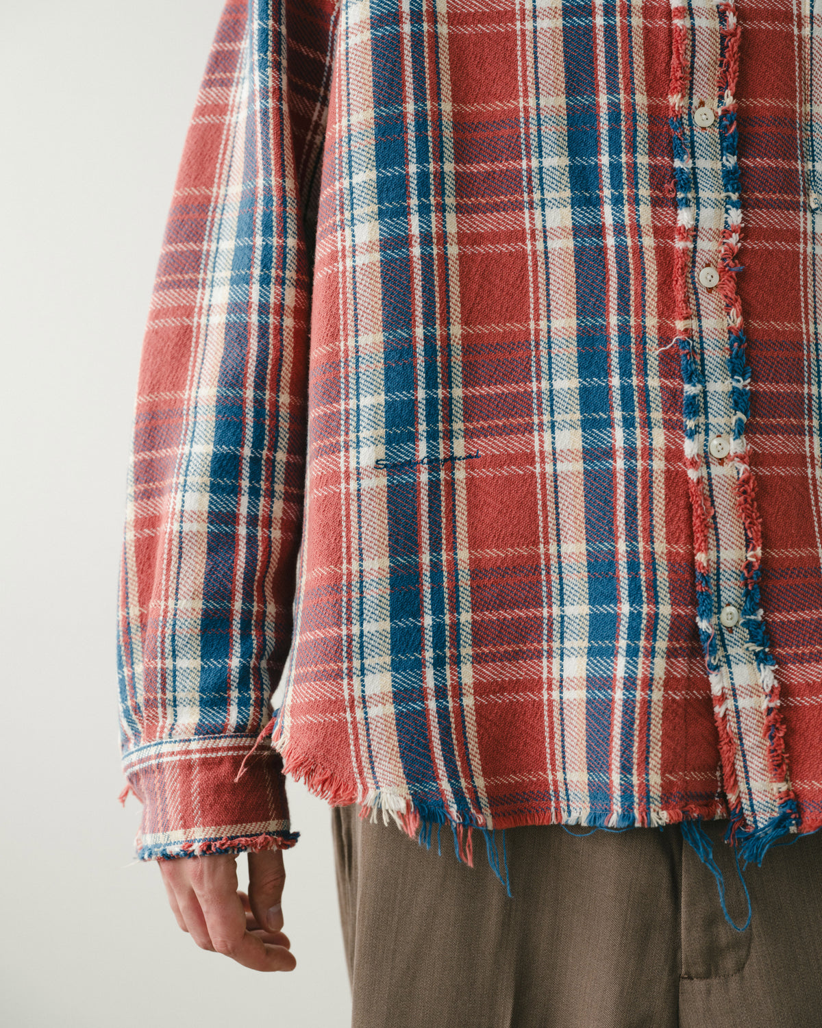 RAW EDGE CHECK SHIRT RED CHECK
