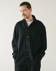 LINED EDGE SILK BLENDED SHIRT BLACK