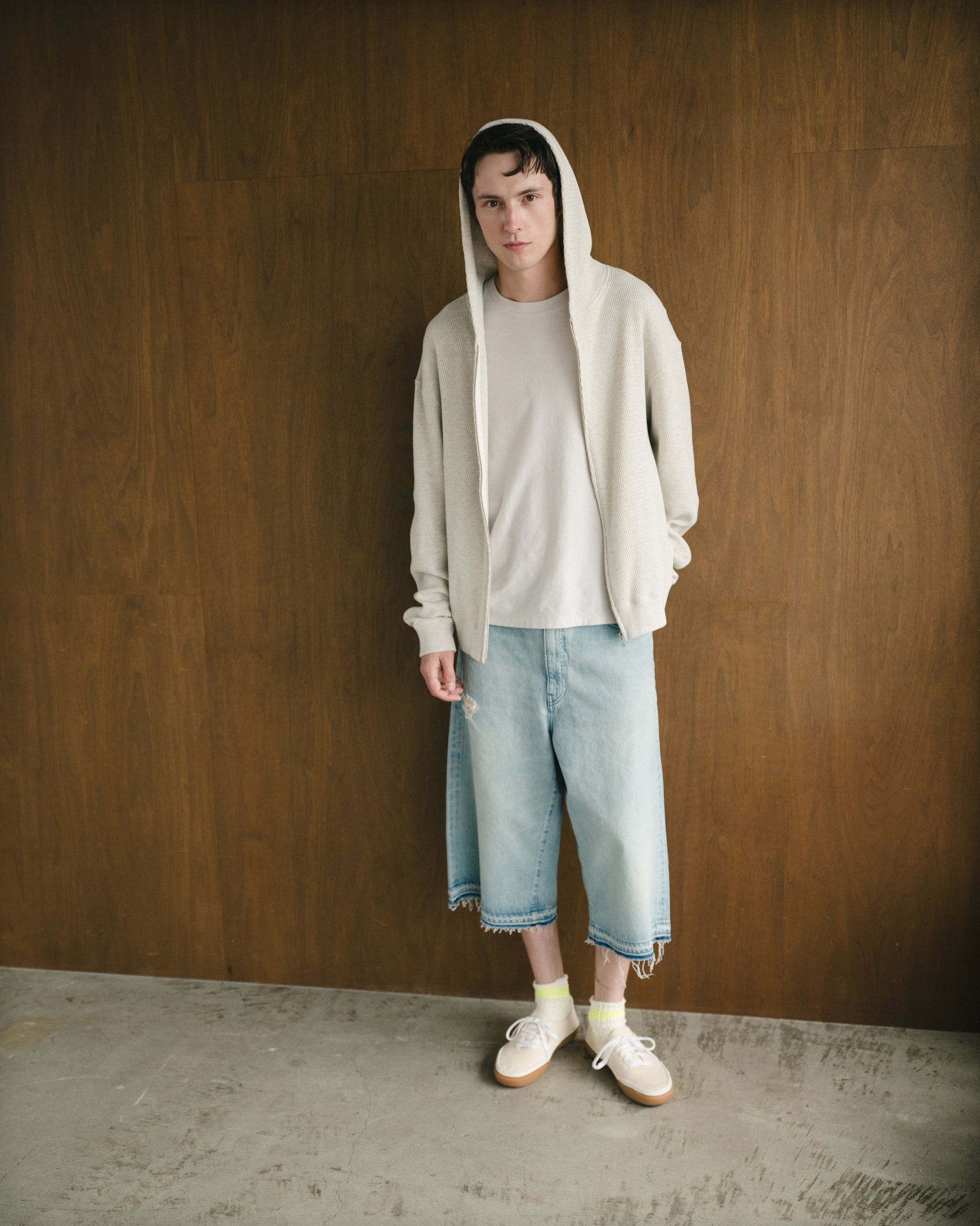HONEYCOMB WAFFLE HOODIE OATMEAL