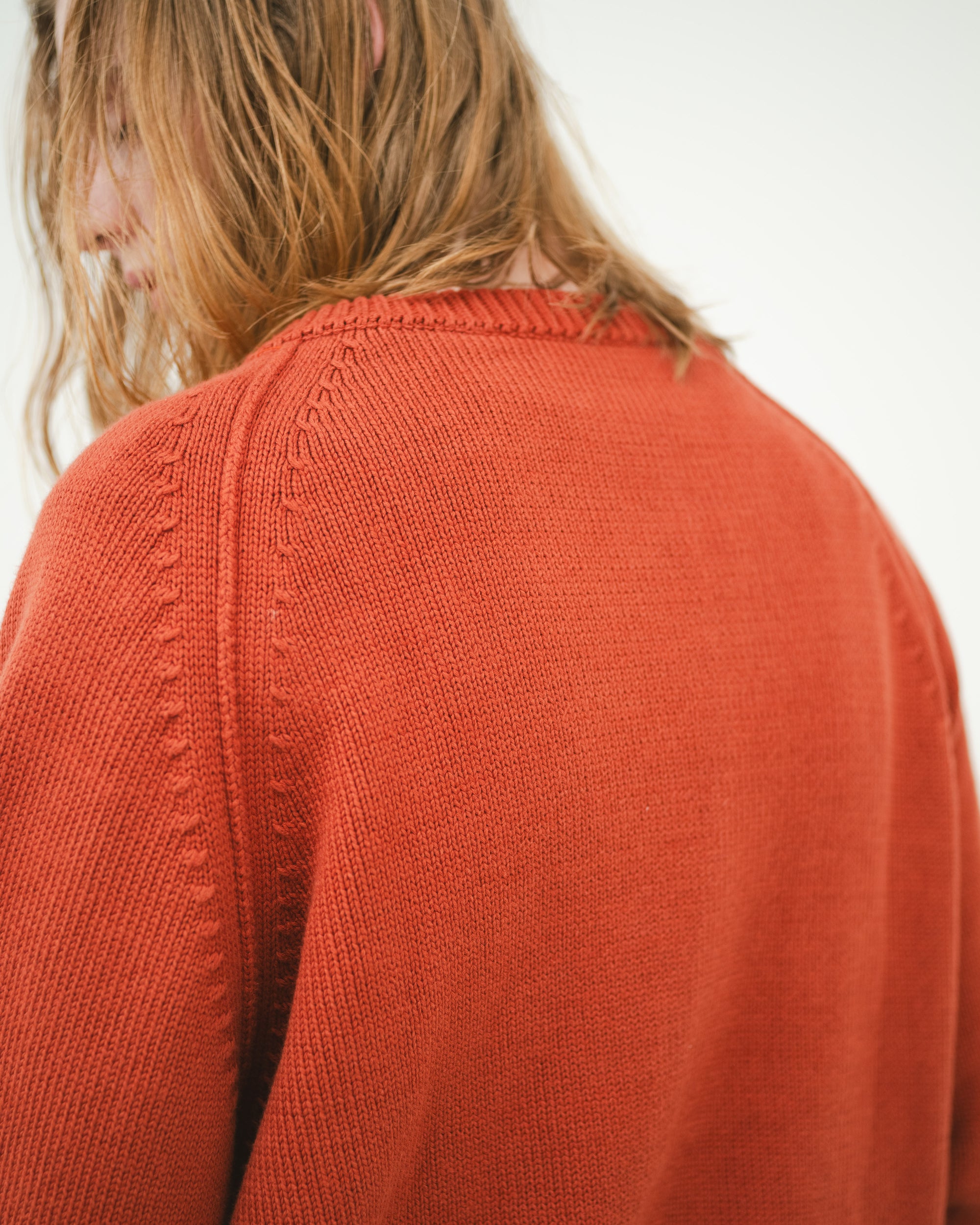 DISTRESSED COTTON CARDIGAN TERRACOTTA