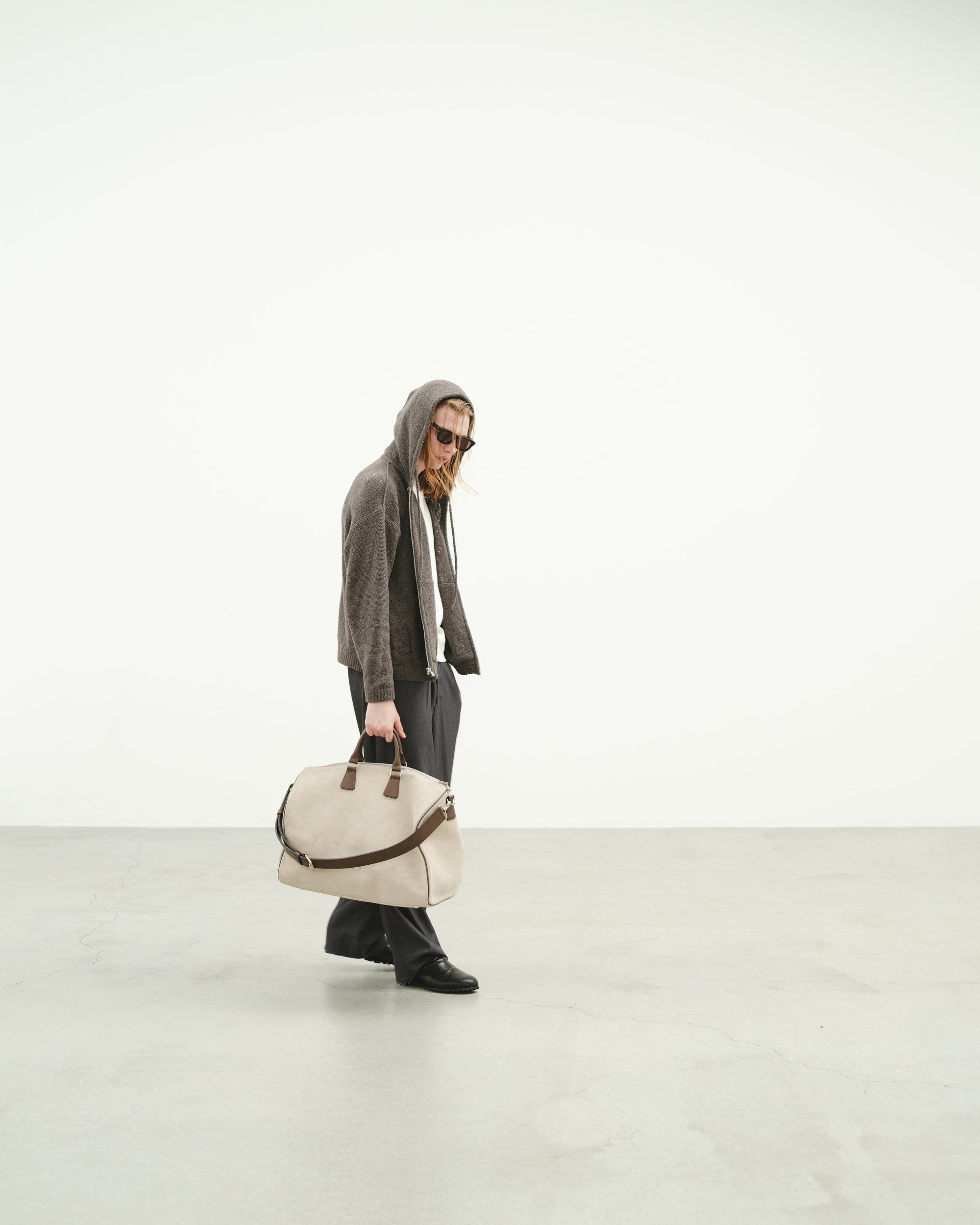 WOOL TERRY KNIT ZIP HOODIE DK.GRAY