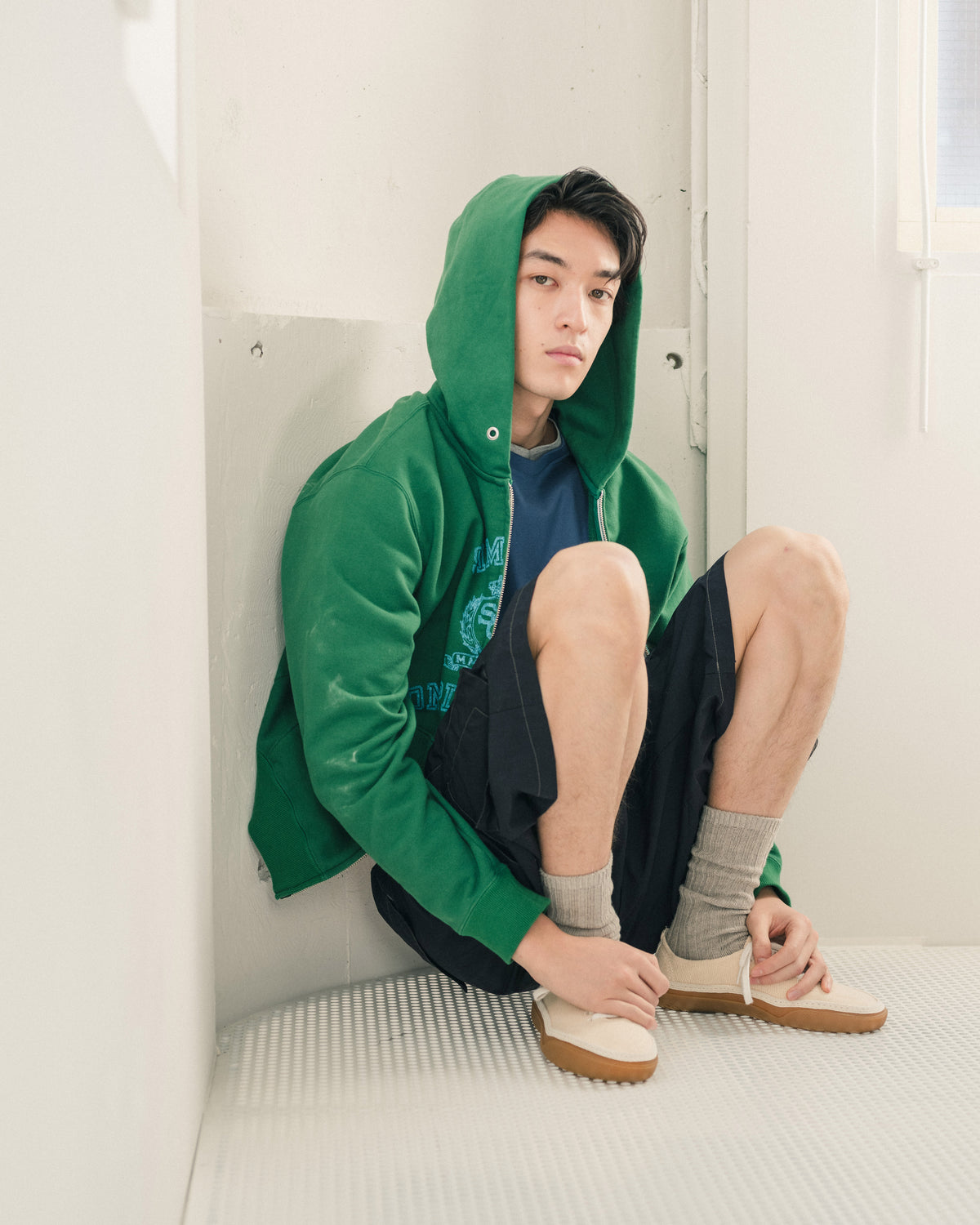 COLLEGE ZIP HOODIE GREEN