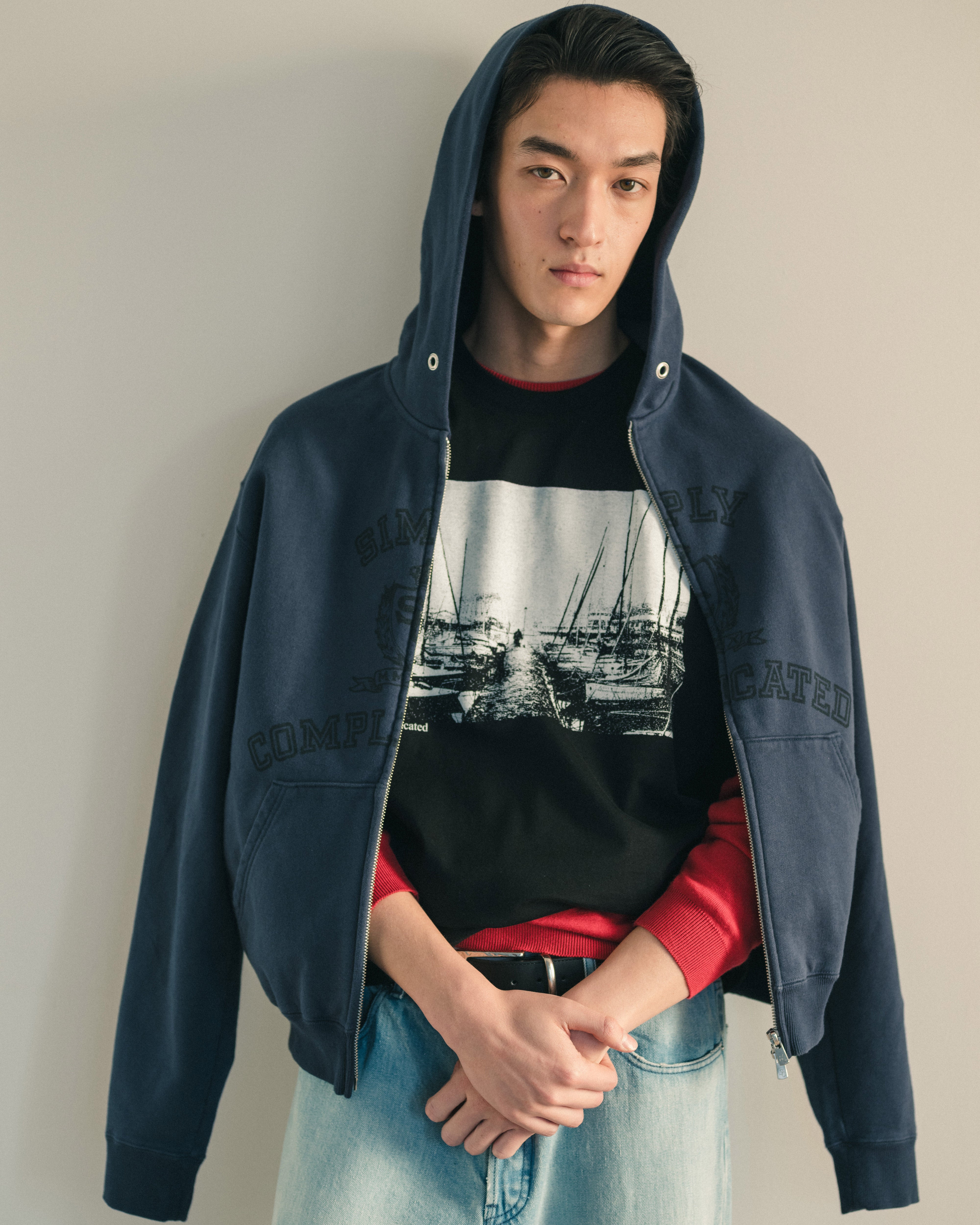 COLLEGE ZIP HOODIE NAVY – SimplyComplicated