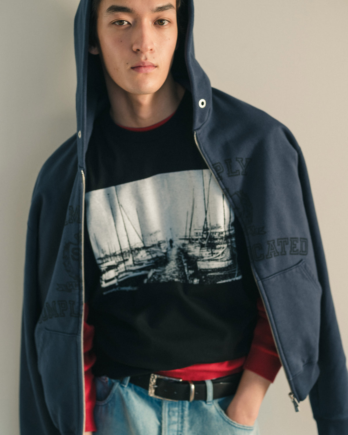 COLLEGE ZIP HOODIE NAVY