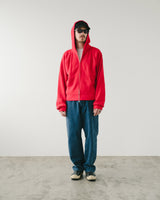 KNITTED ZIP HOODIE RED