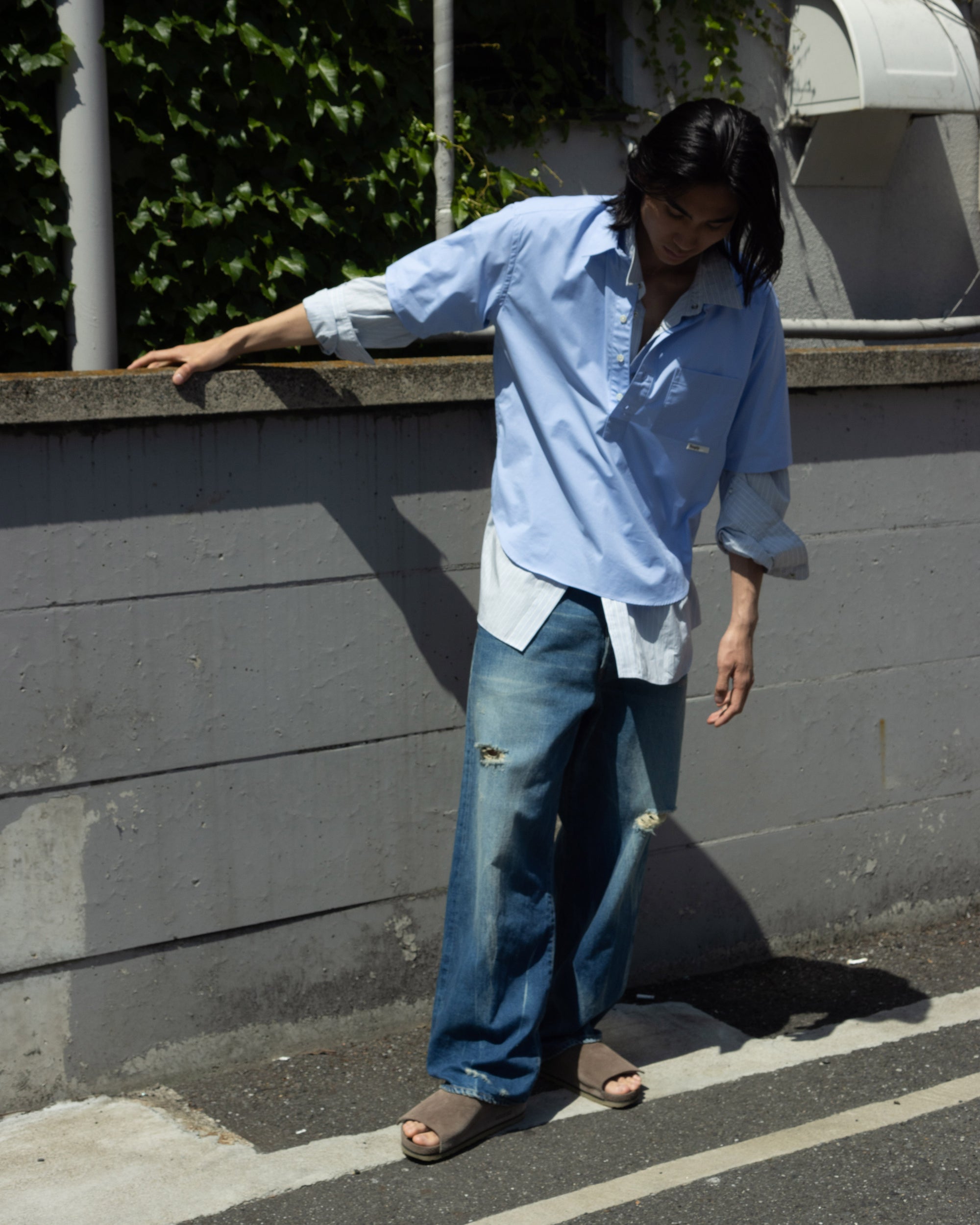 FLUX P/O HALF SLEEVE SHIRT LT.BLUE