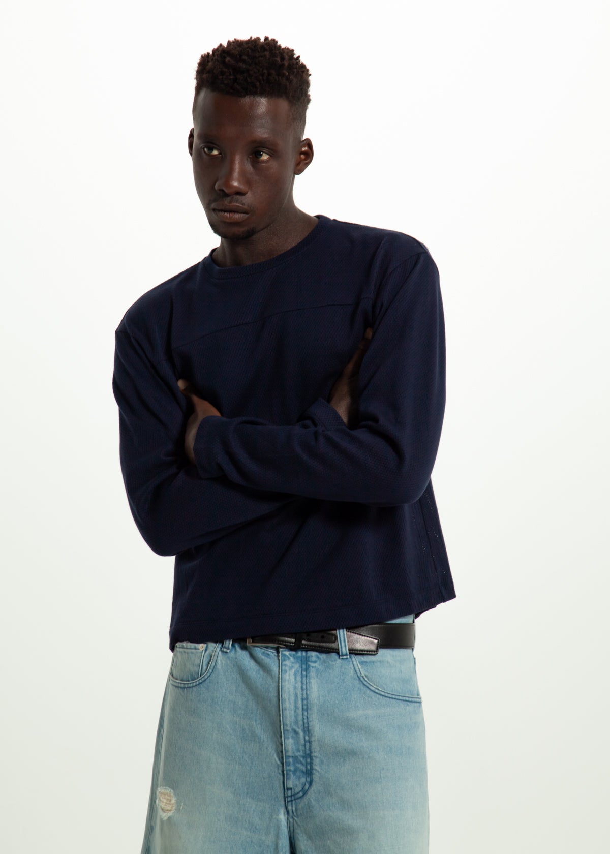 PRACTICE COTTON MESH  L/S TEE NAVY