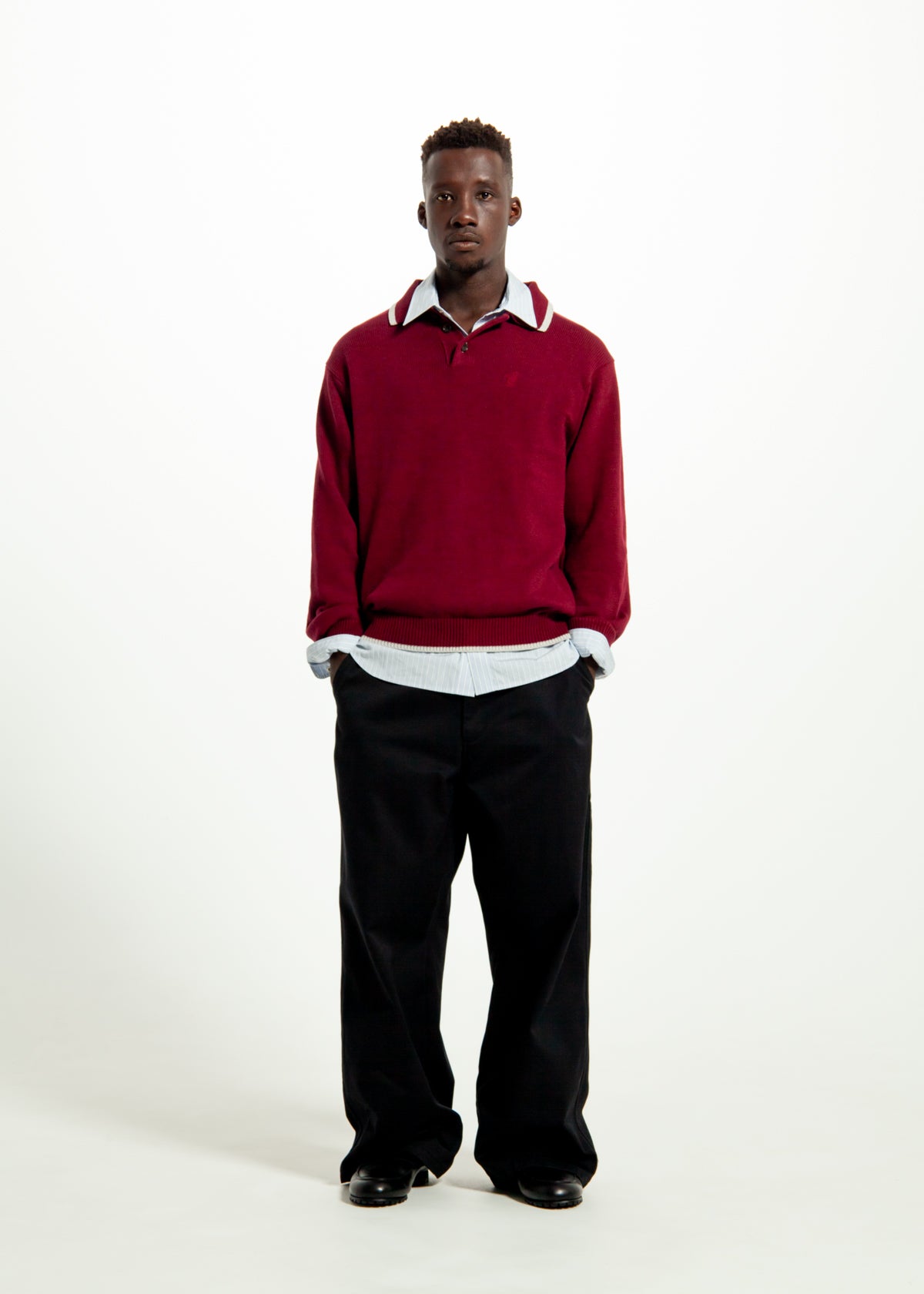 EDGE LINE KNIT POLO BORDEAUX