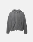 WOOL TERRY KNIT ZIP HOODIE DK.GRAY