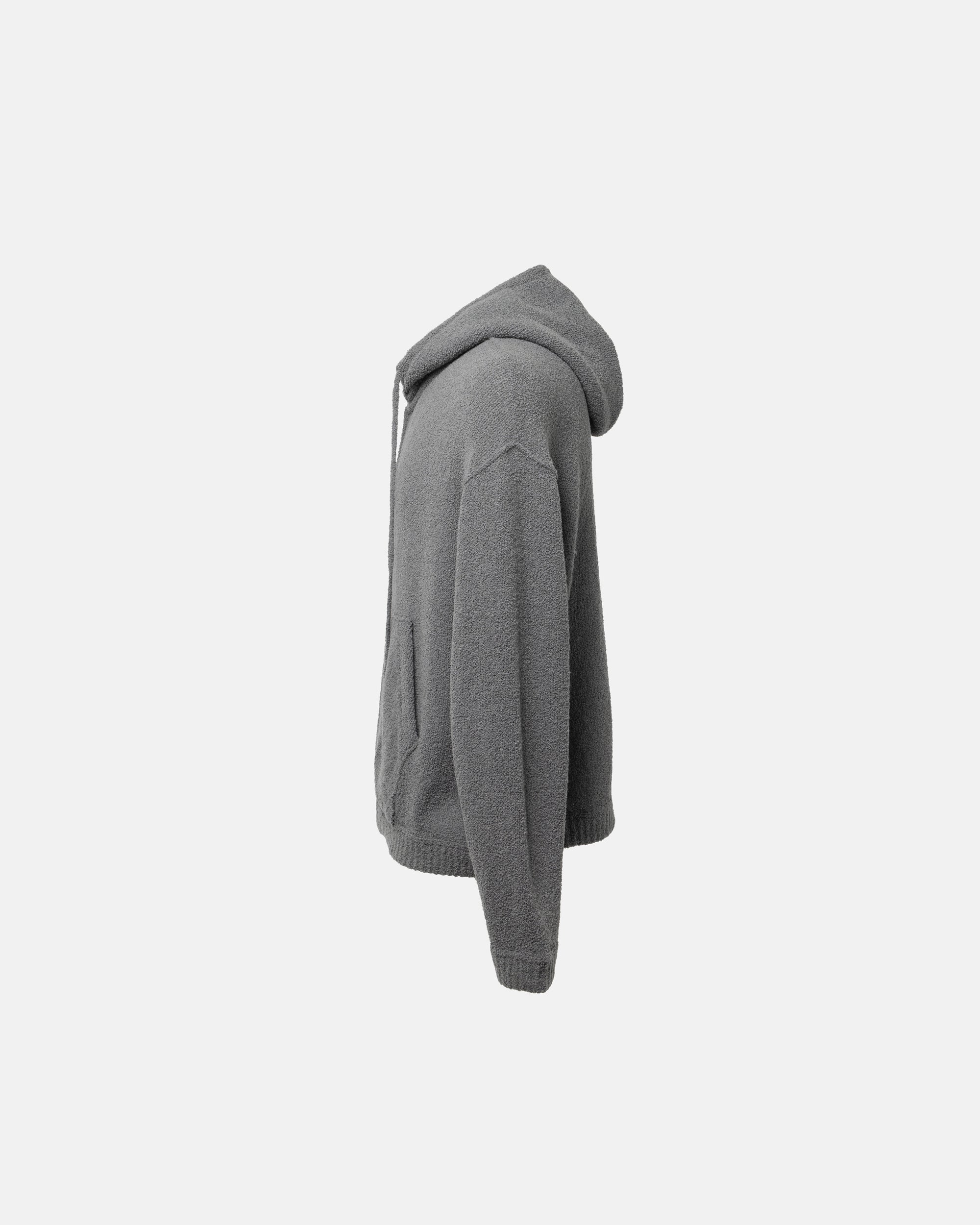 WOOL TERRY KNIT ZIP HOODIE DK.GRAY